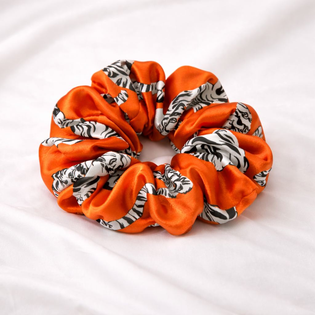 Red Tiger Silk Scrunchie