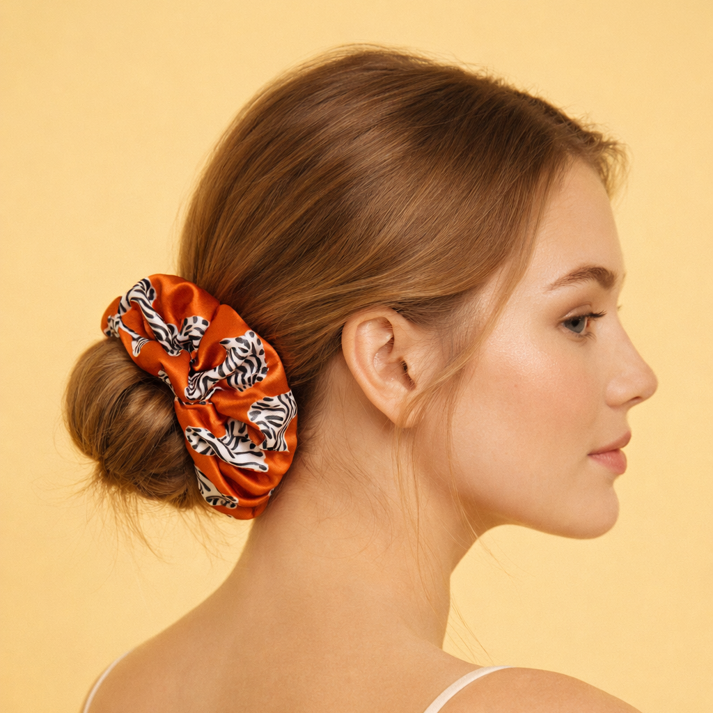 Red Tiger Silk Scrunchie